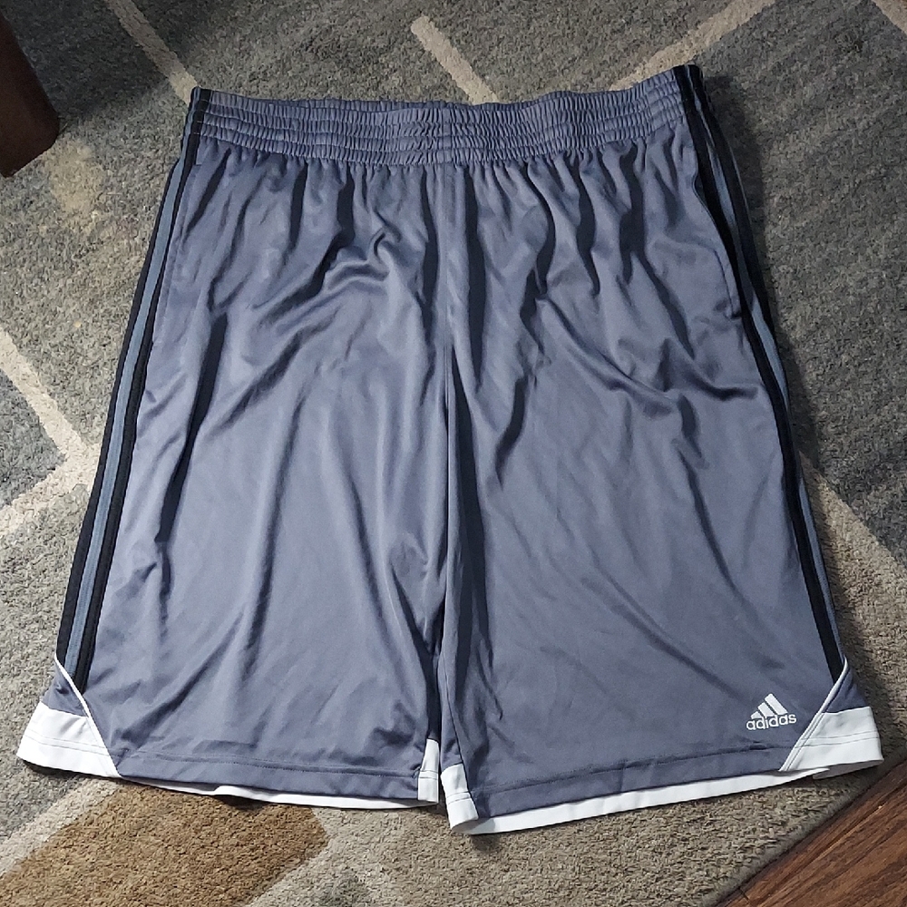 Adidas Men's Grey and White Athletic Shorts